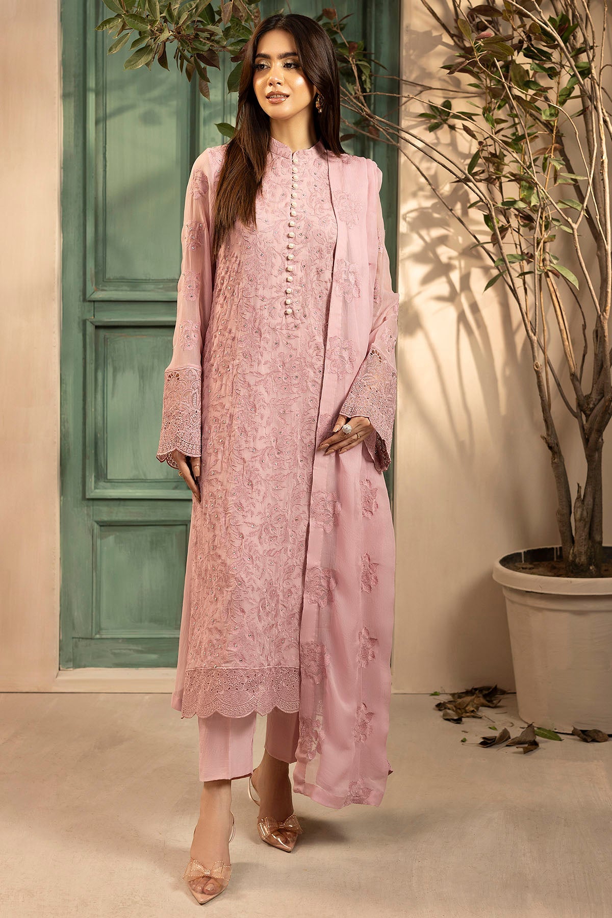 5648-DAPHNE EMBROIDERED CRINKLE CHIFFON UNSTITCHED