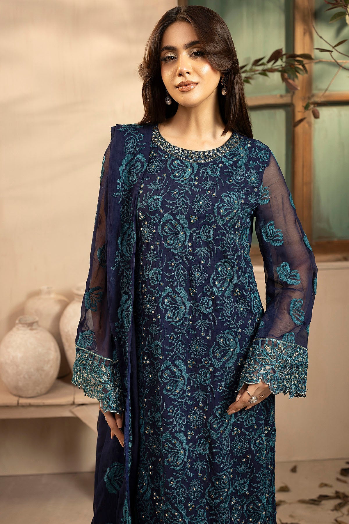 5650-ARELA EMBROIDERED CRINKLE CHIFFON UNSTITCHED