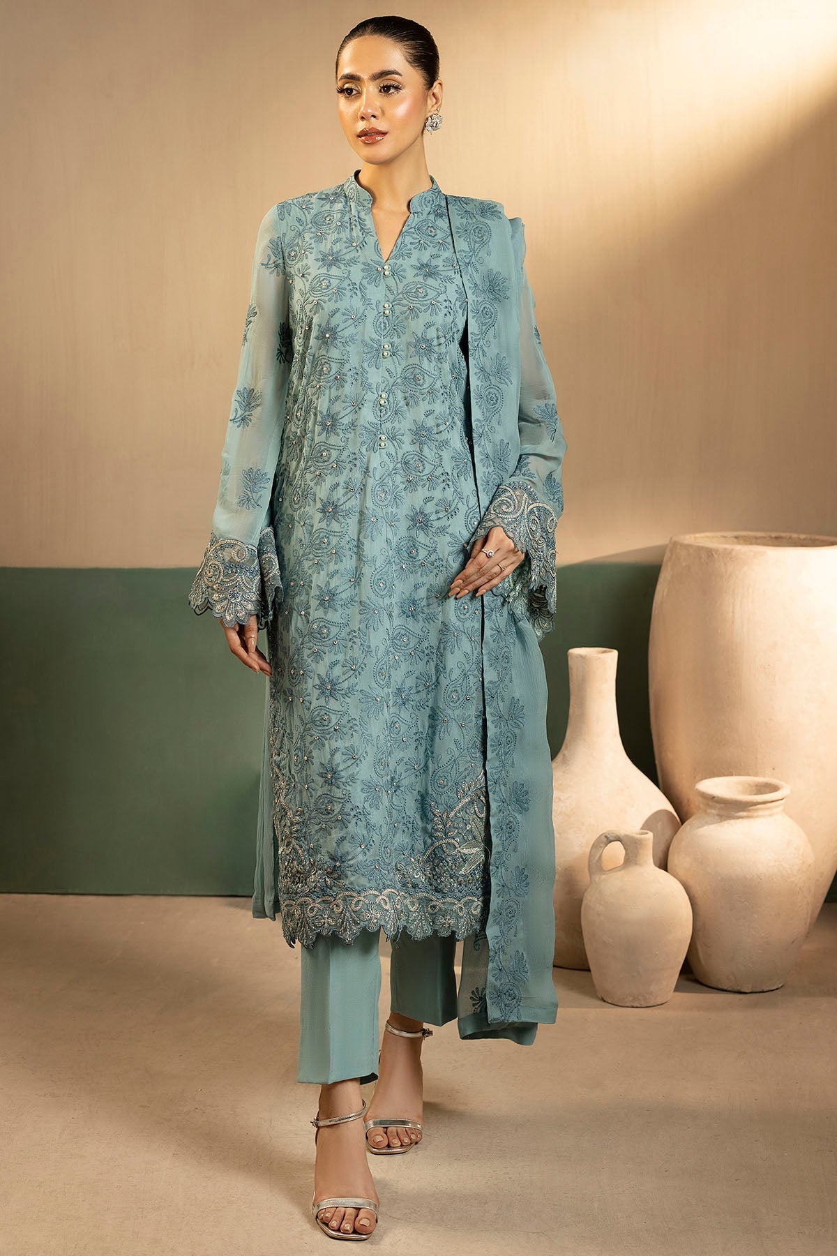 5651-FAYE EMBROIDERED CRINKLE CHIFFON UNSTITCHED