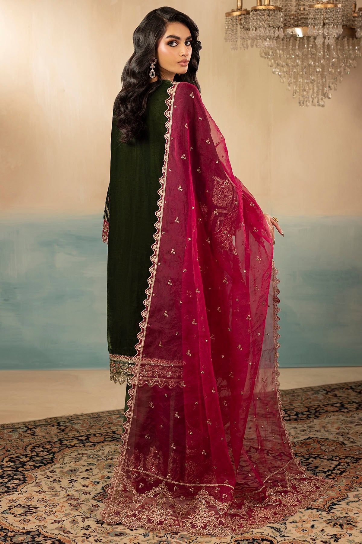 5669-SAGE EMBROIDERED VELVET STITCHED