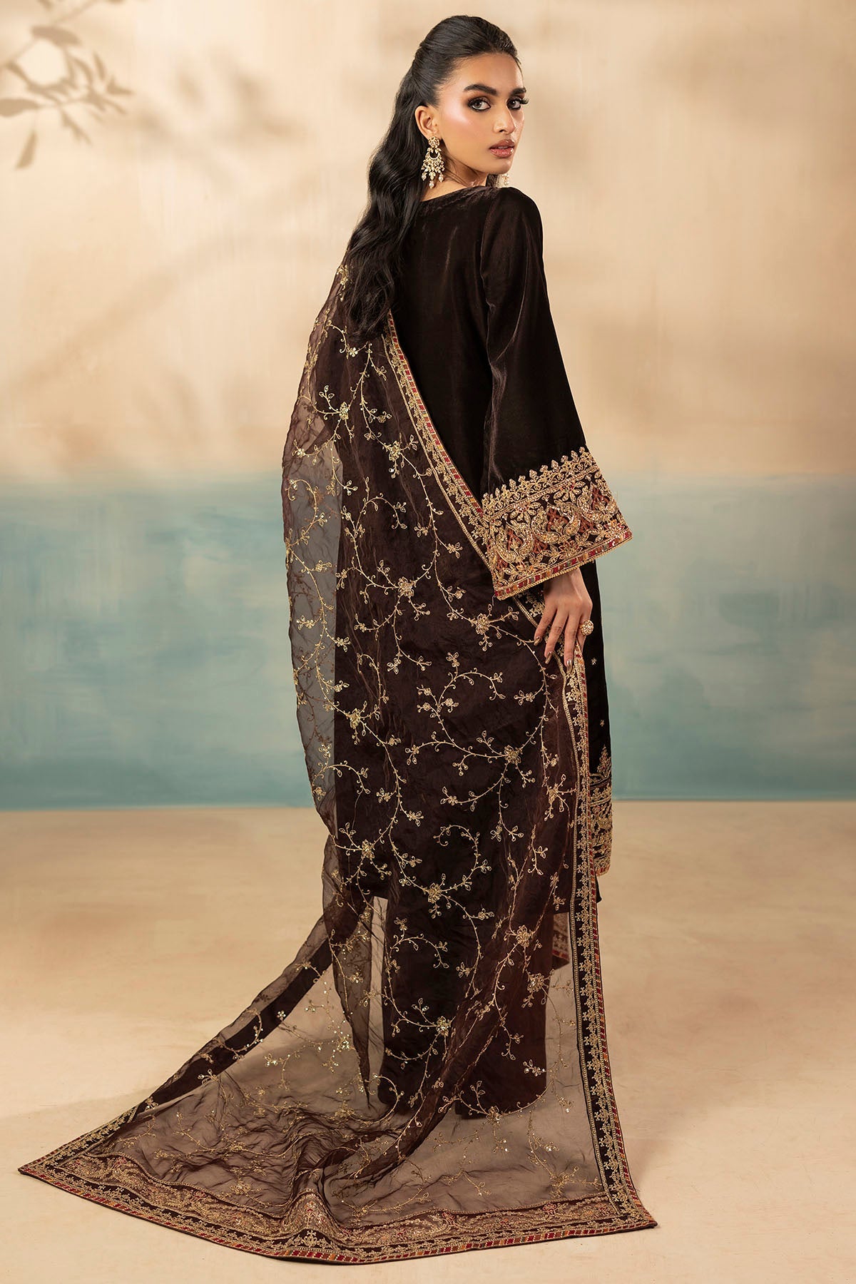 5673-ALMA EMBROIDERED VELVET STITCHED