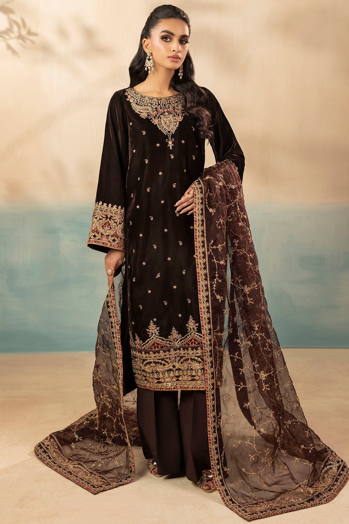 5673-ALMA EMBROIDERED VELVET STITCHED