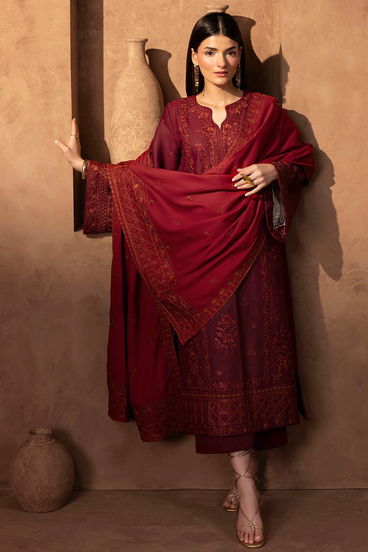 5676-SHADDOW EMBROIDERED KHADDAR UNSTITCHED