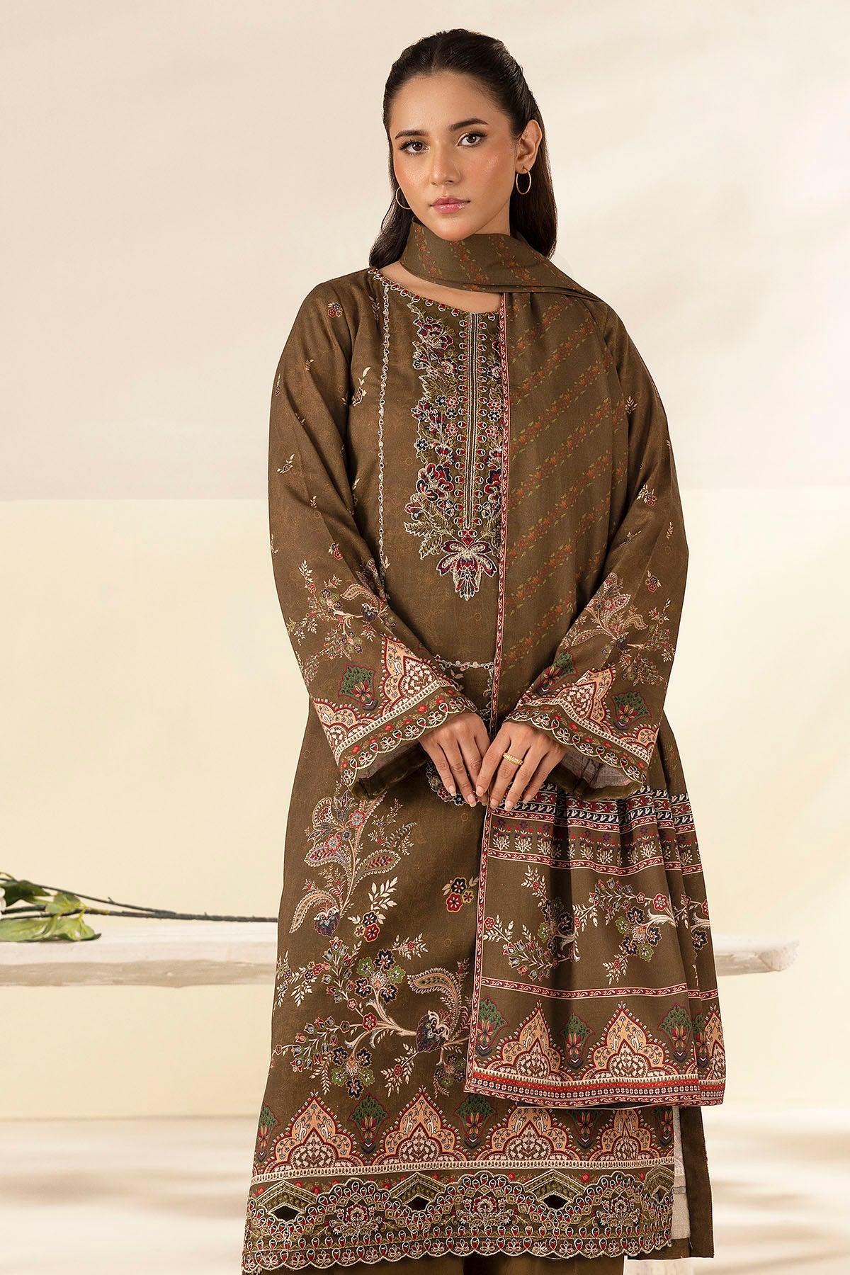 5697-SAINA DIGITAL PRINTED LINEN STITCHED
