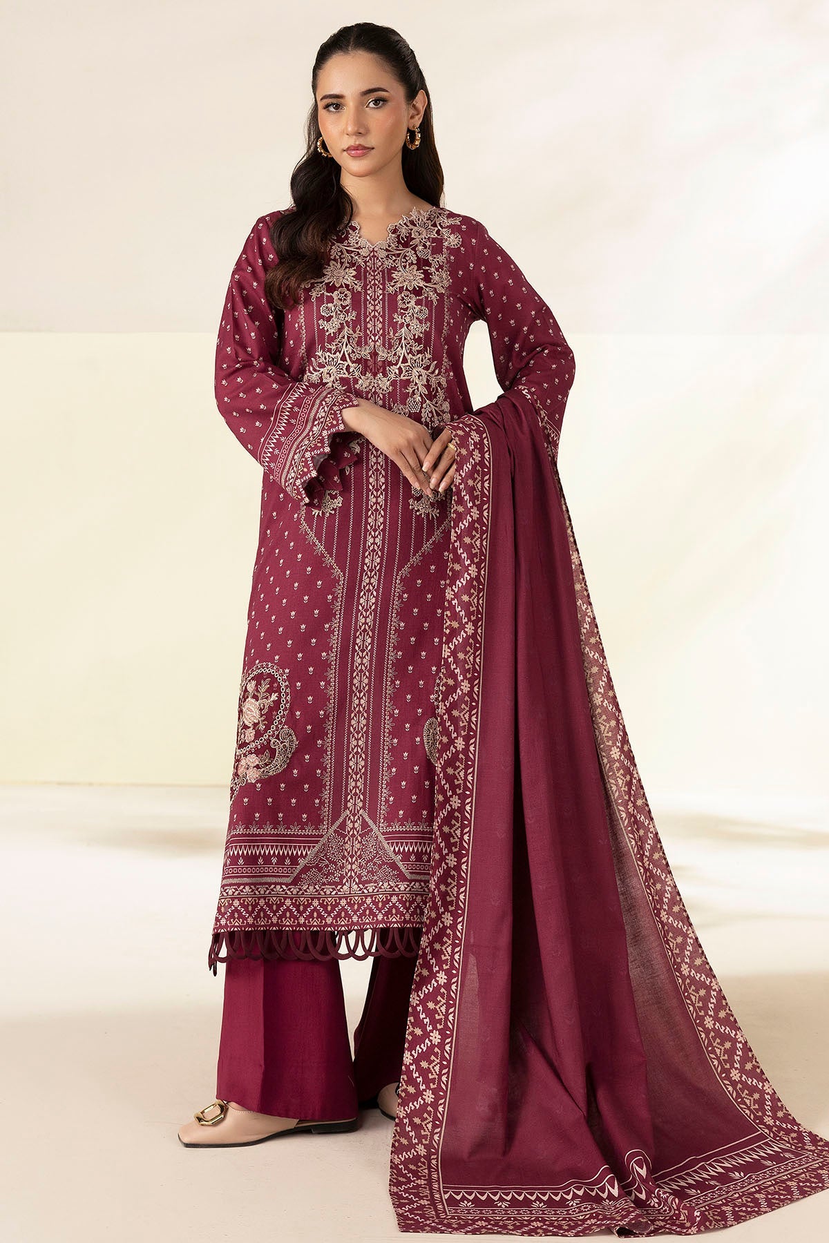 5699-AFIFA DIGITAL PRINTED LINEN STITCHED