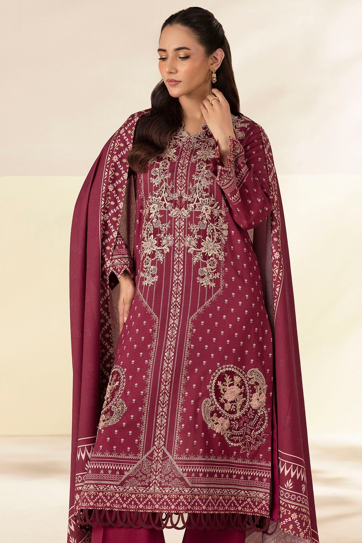 5699-AFIFA DIGITAL PRINTED LINEN STITCHED