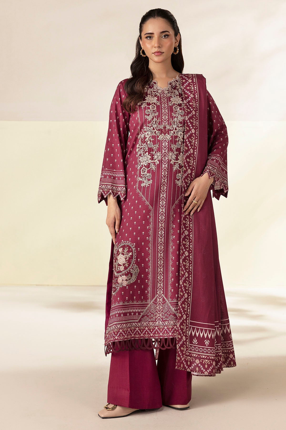 5699-AFIFA DIGITAL PRINTED LINEN STITCHED