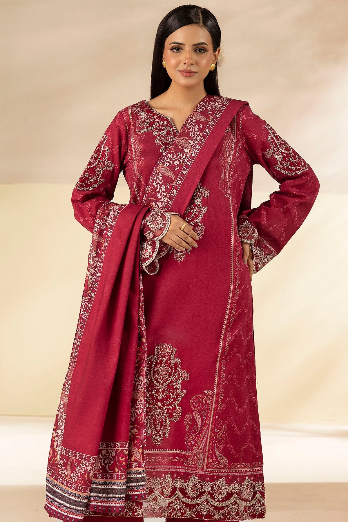 5708-MEHZA DIGITAL PRINTED LINEN STITCHED
