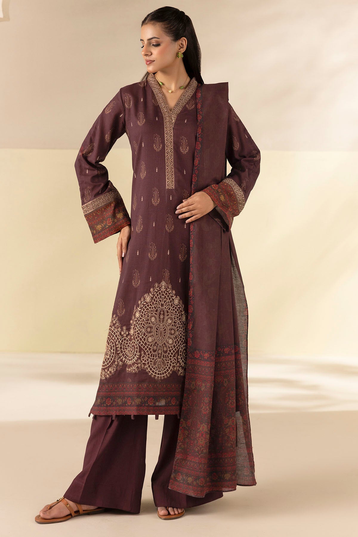 5709-MIDHA DIGITAL PRINTED LINEN STITCHED
