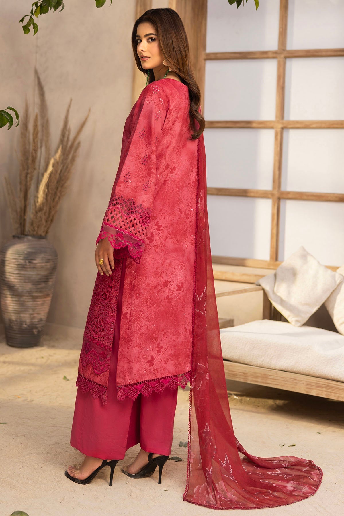 5731-SAFFRON EMBROIDERED LAWN STITCHED