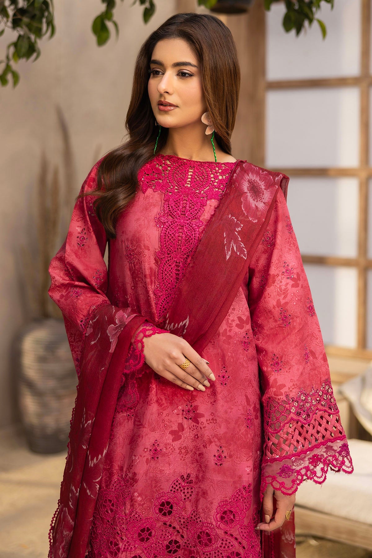 5731-SAFFRON EMBROIDERED LAWN STITCHED
