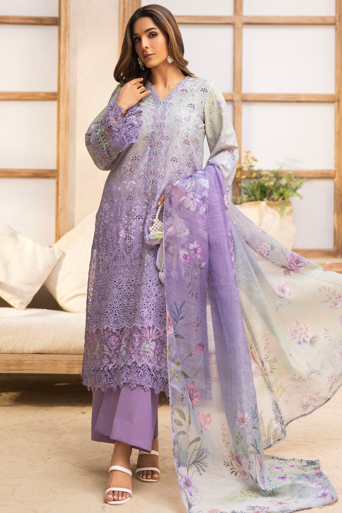 5734-DIANA EMBROIDERED LAWN STITCHED