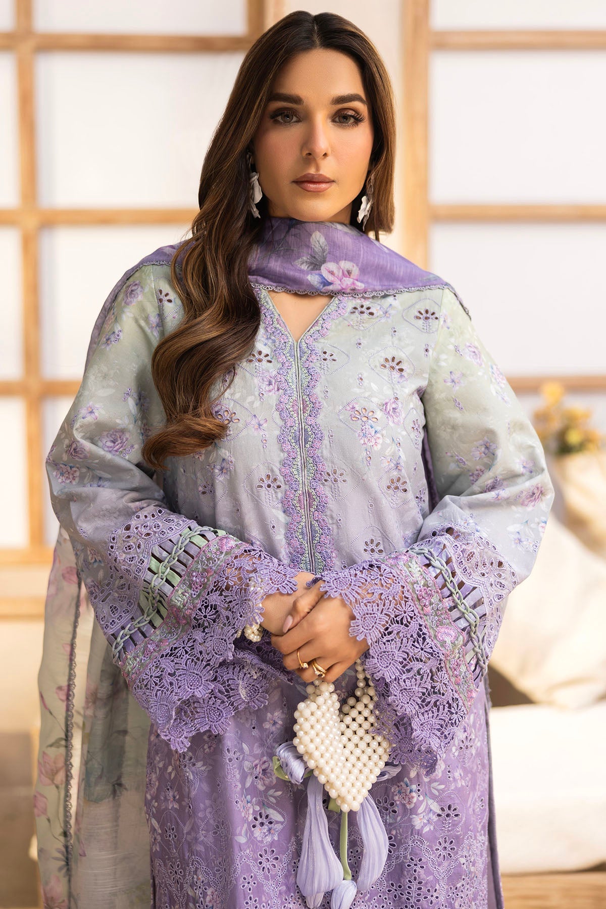5734-DIANA EMBROIDERED LAWN STITCHED