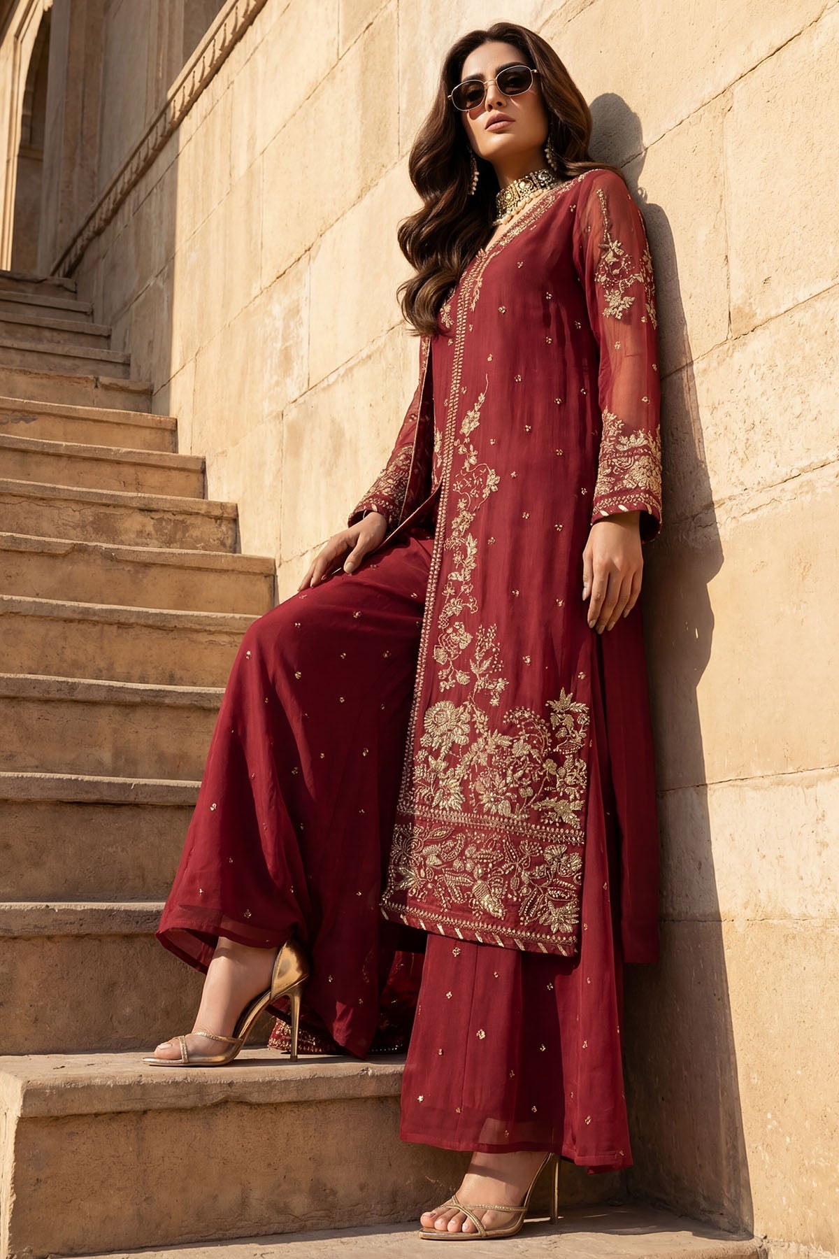 5740-AYRA EMBROIDERED CRINKLE CHIFFON UNSTITCHED