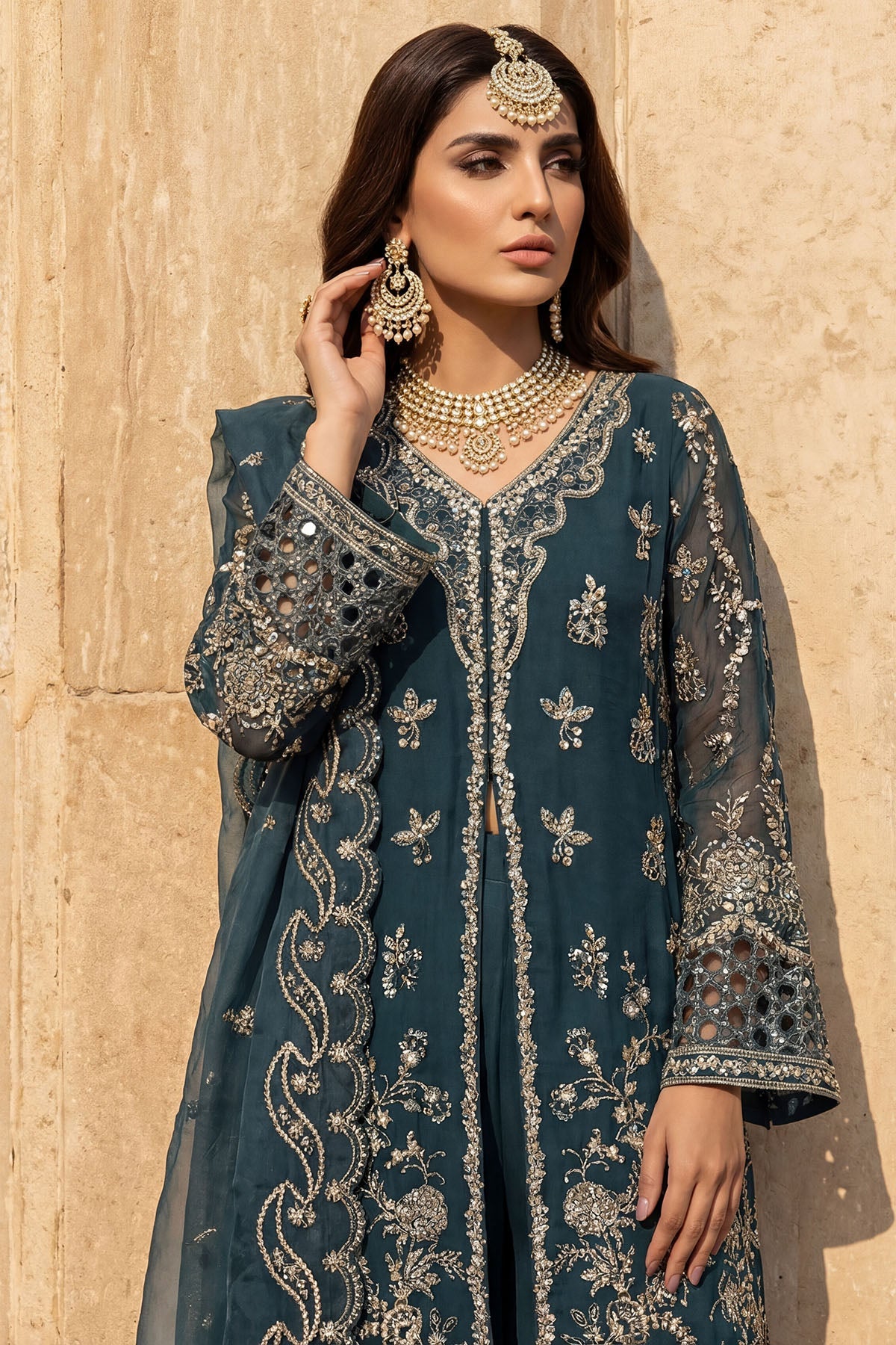 5742-REHA EMBROIDERED CRINKLE CHIFFON UNSTITCHED
