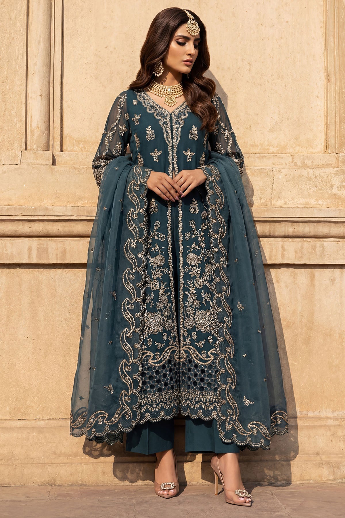 5742-REHA EMBROIDERED CRINKLE CHIFFON UNSTITCHED