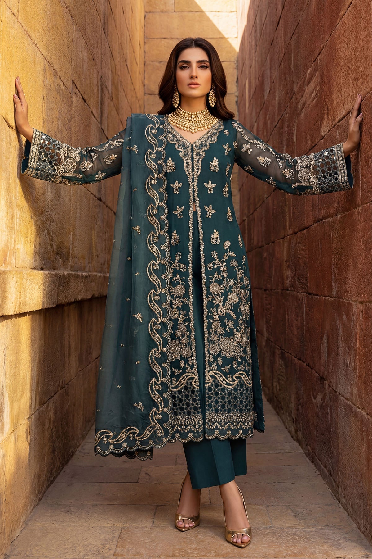 5742-REHA EMBROIDERED CRINKLE CHIFFON UNSTITCHED