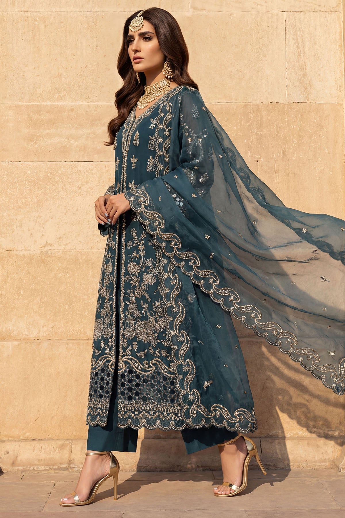 5742-REHA EMBROIDERED CRINKLE CHIFFON UNSTITCHED