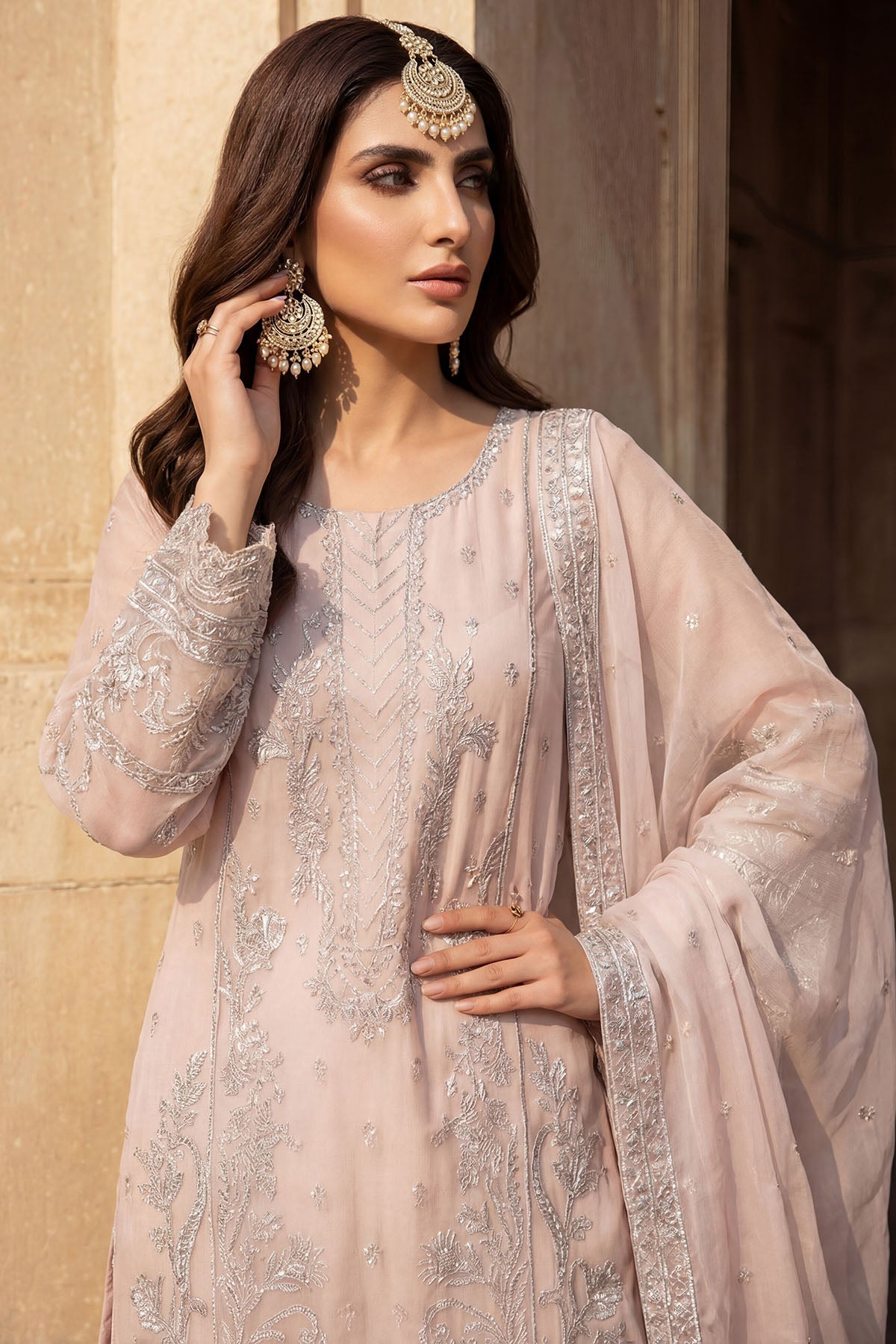5743-MEHER EMBROIDERED ORGANZA STITCHED