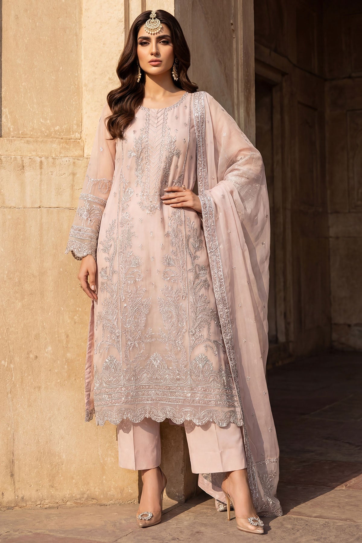 5743-MEHER EMBROIDERED ORGANZA UNSTITCHED