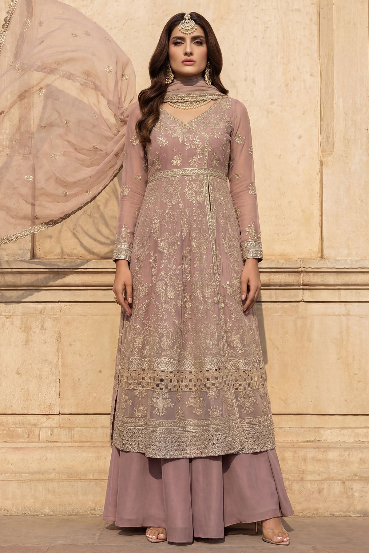 5744-SELENE EMBROIDERED CRINKLE CHIFFON STITCHED