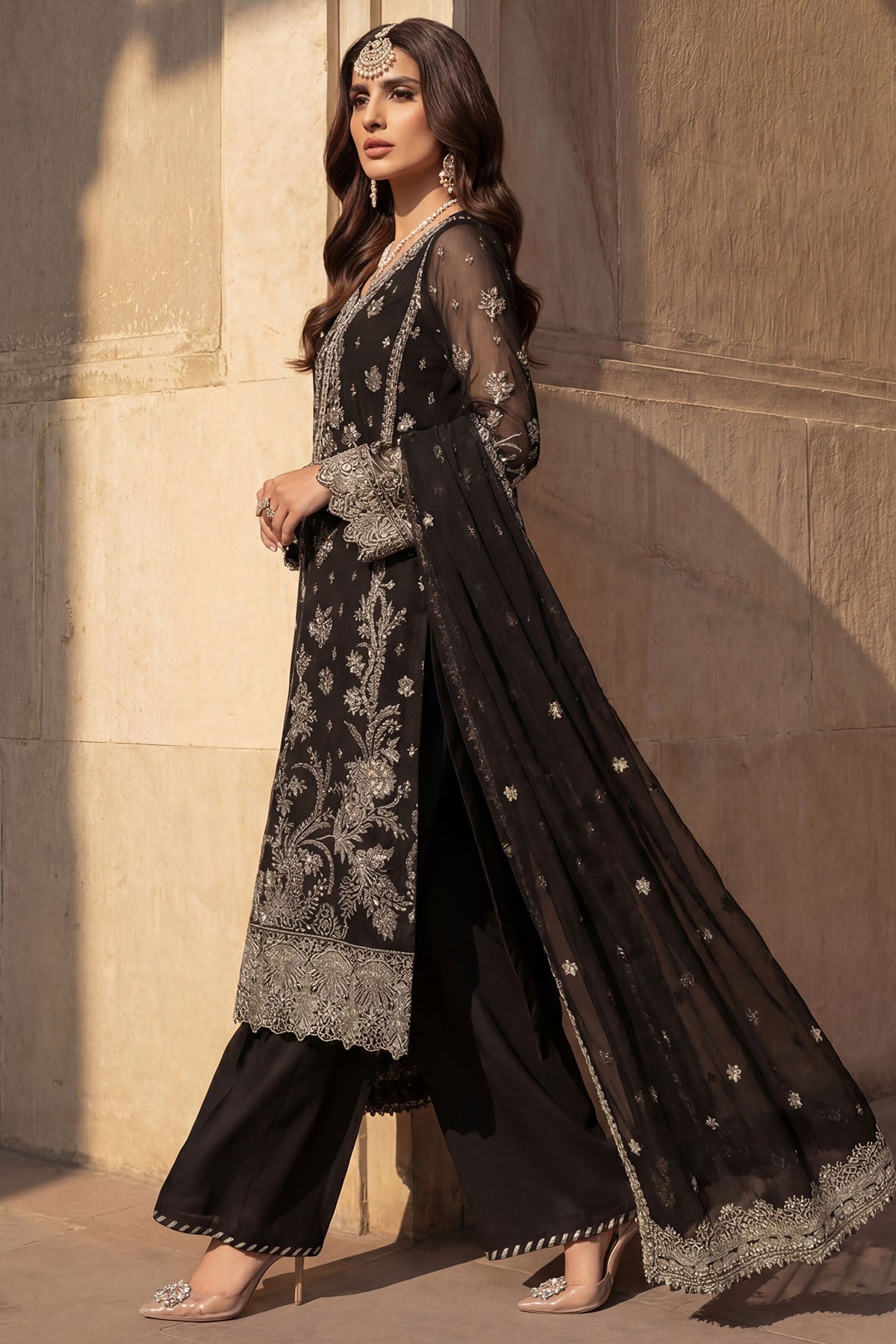 5745-TALIA EMBROIDERED CRINKLE CHIFFON STITCHED
