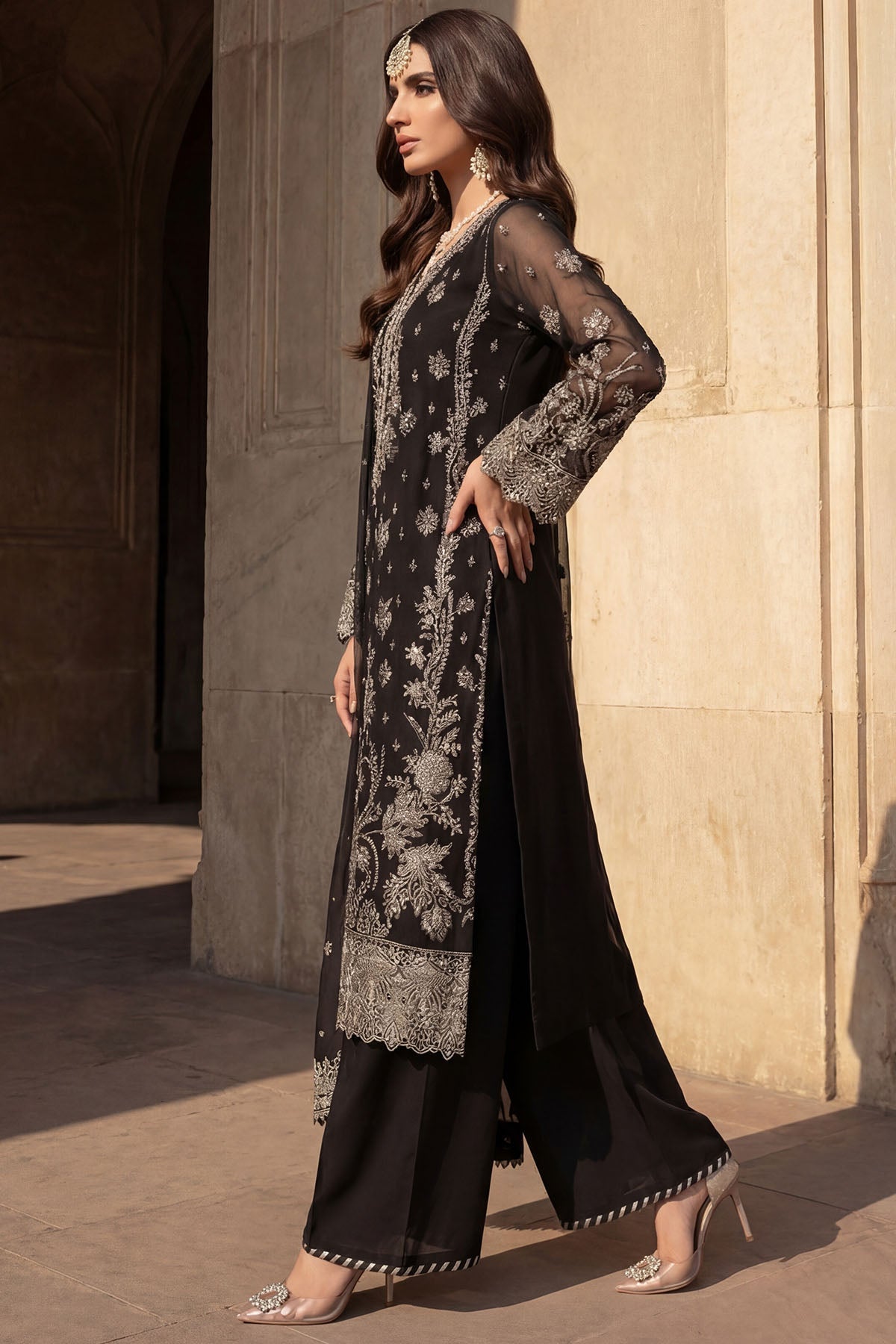 5745-TALIA EMBROIDERED CRINKLE CHIFFON UNSTITCHED