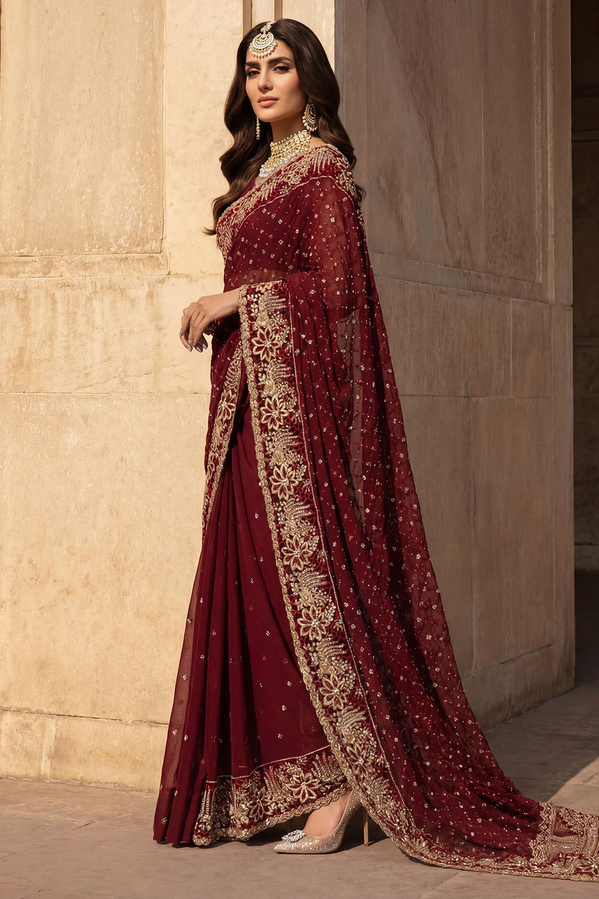 5746-ZURI EMBROIDERED CRINKLE CHIFFON STITCHED