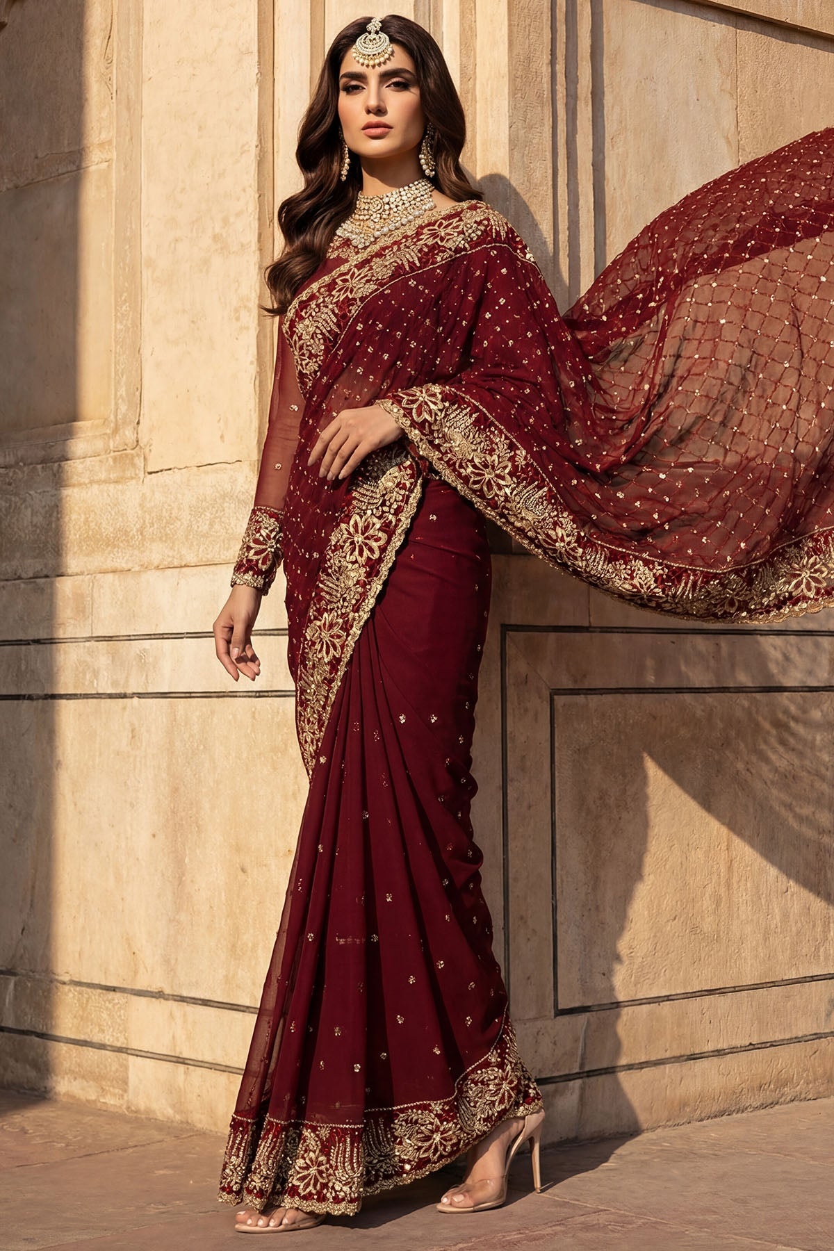 5746-ZURI EMBROIDERED CRINKLE CHIFFON UNSTITCHED