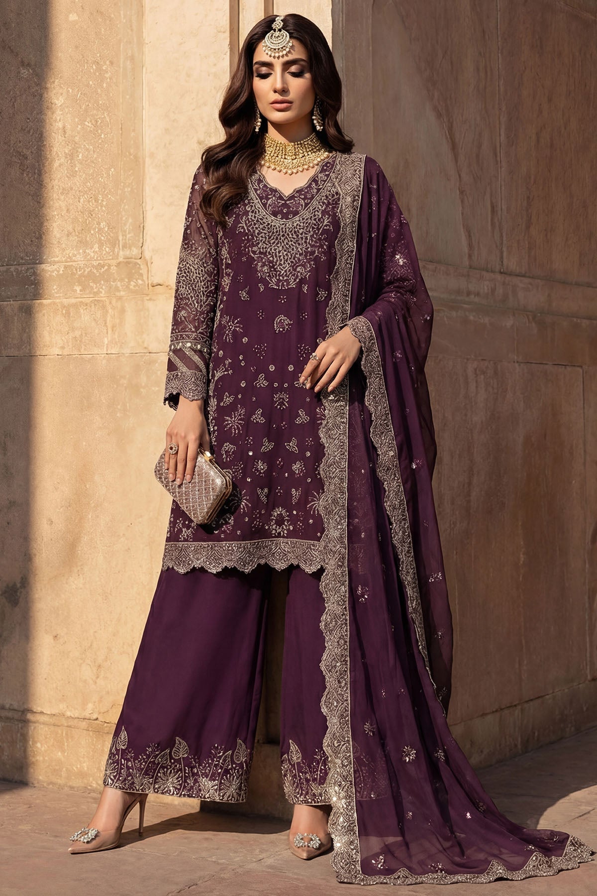 5747-AYLA EMBROIDERED CRINKLE CHIFFON UNSTITCHED