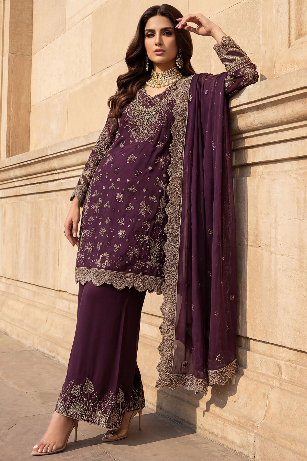 5747-AYLA EMBROIDERED CRINKLE CHIFFON UNSTITCHED