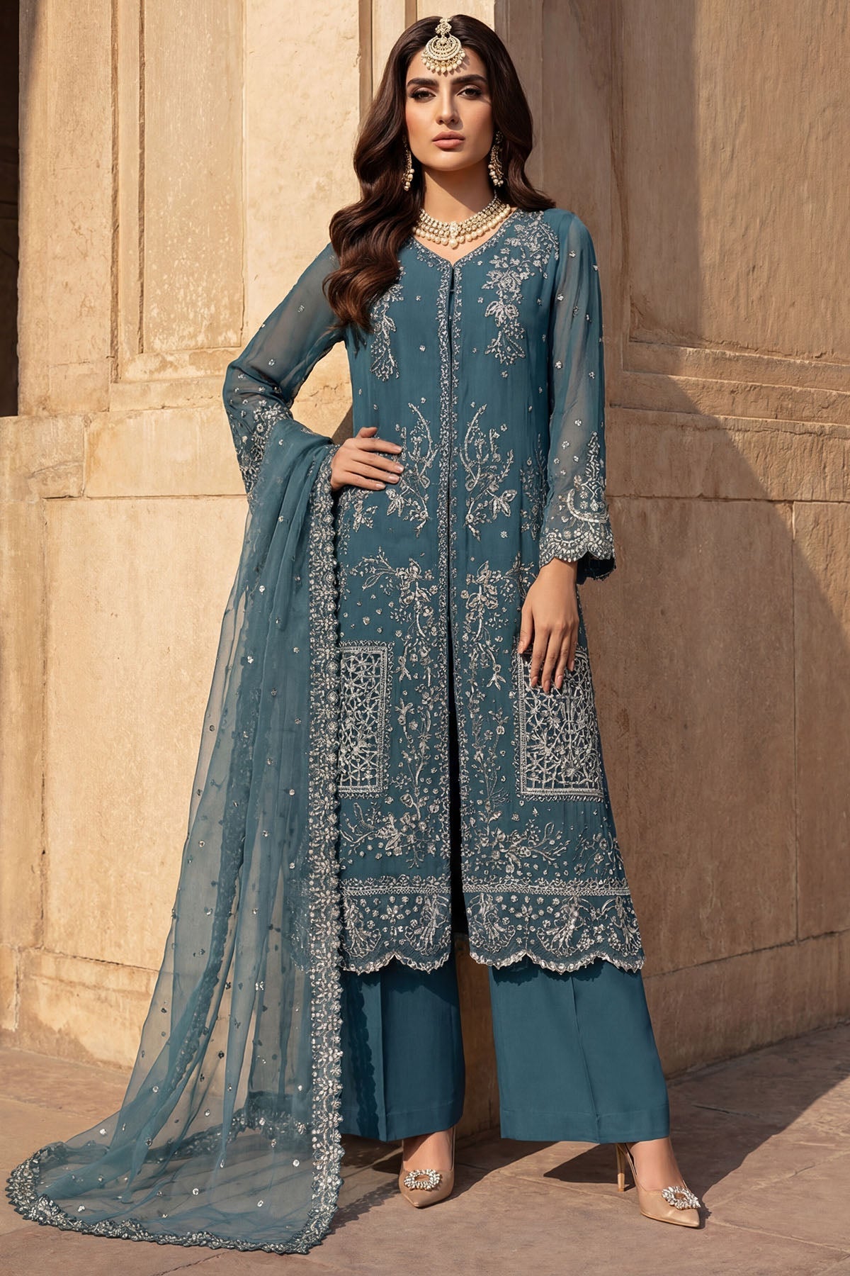 5748-ARZOO EMBROIDERED CRINKLE CHIFFON UNSTITCHED