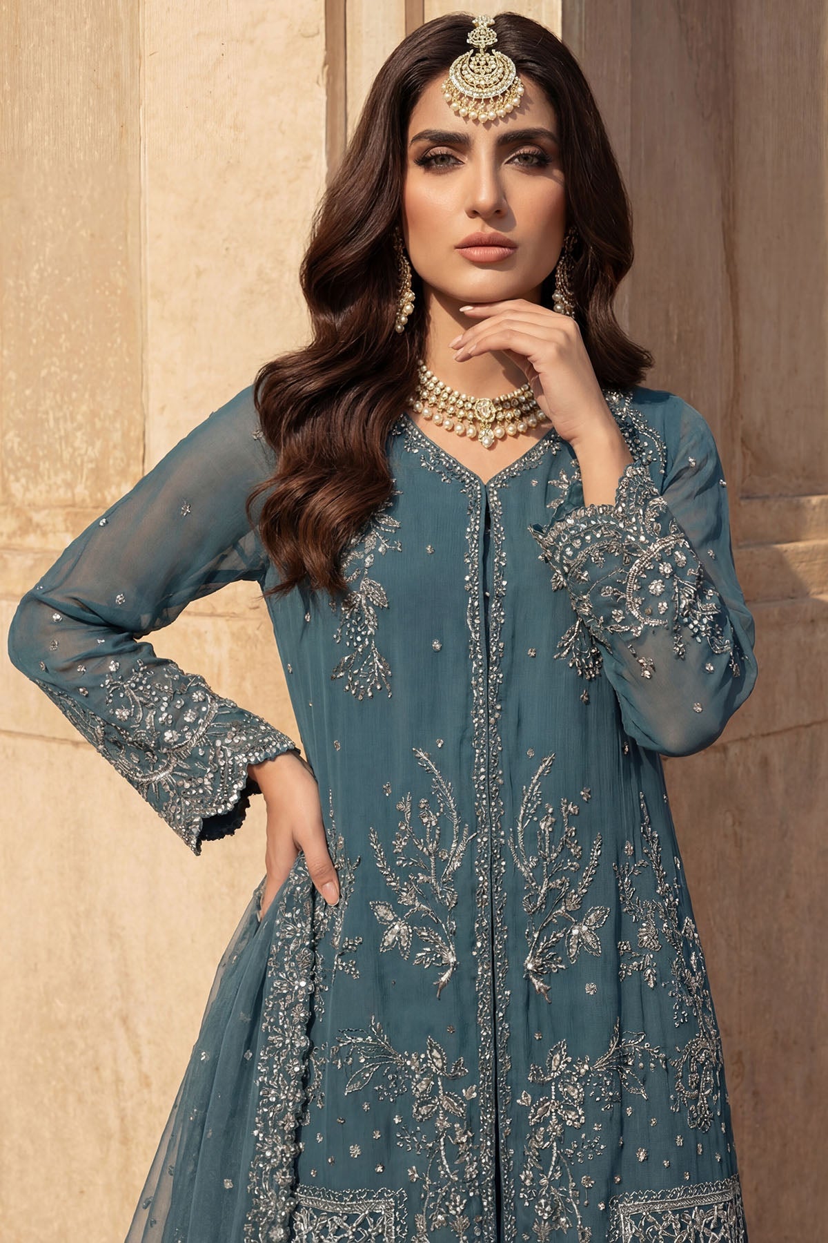 5748-ARZOO EMBROIDERED CRINKLE CHIFFON UNSTITCHED