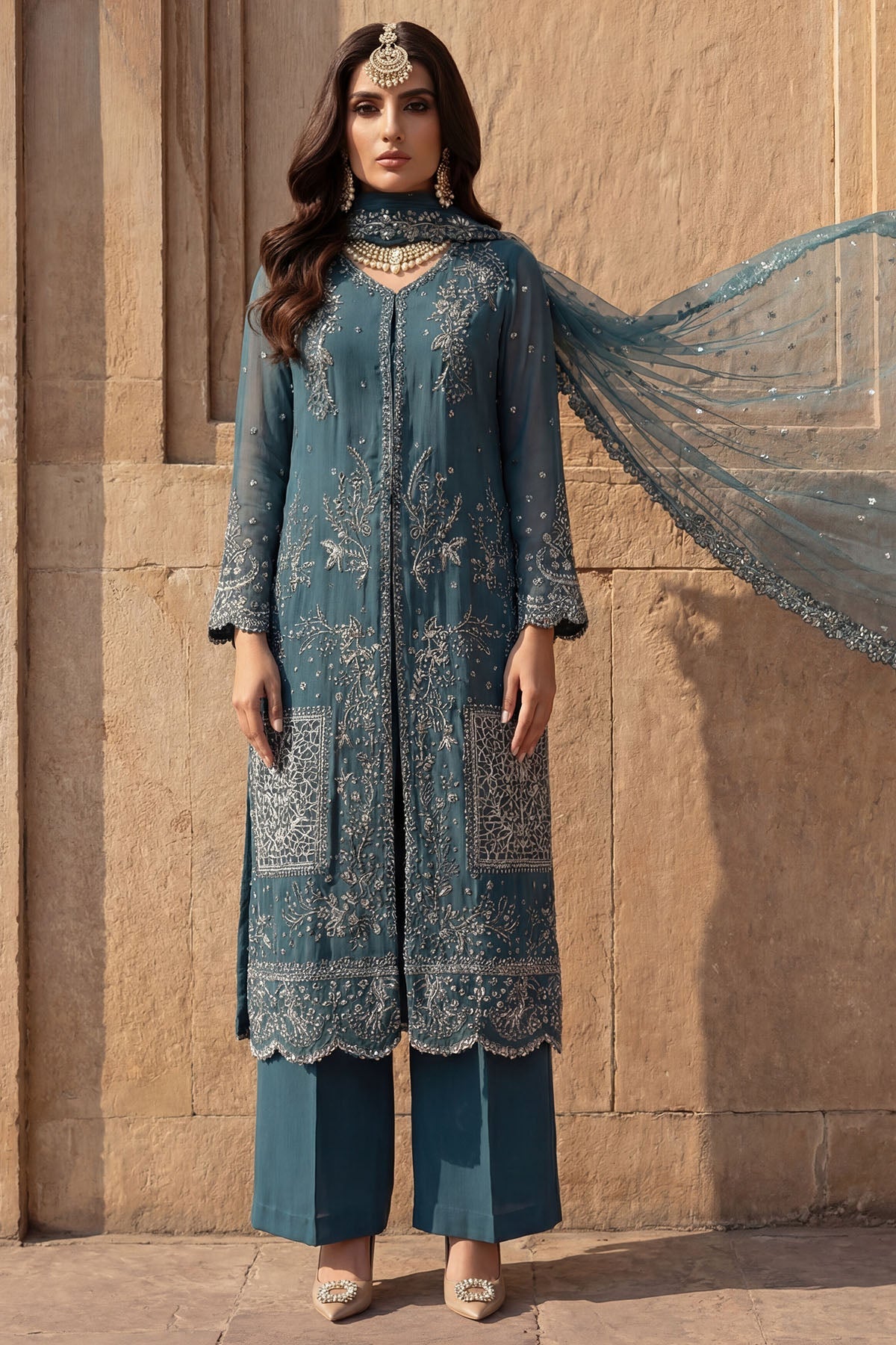 5748-ARZOO EMBROIDERED CRINKLE CHIFFON UNSTITCHED