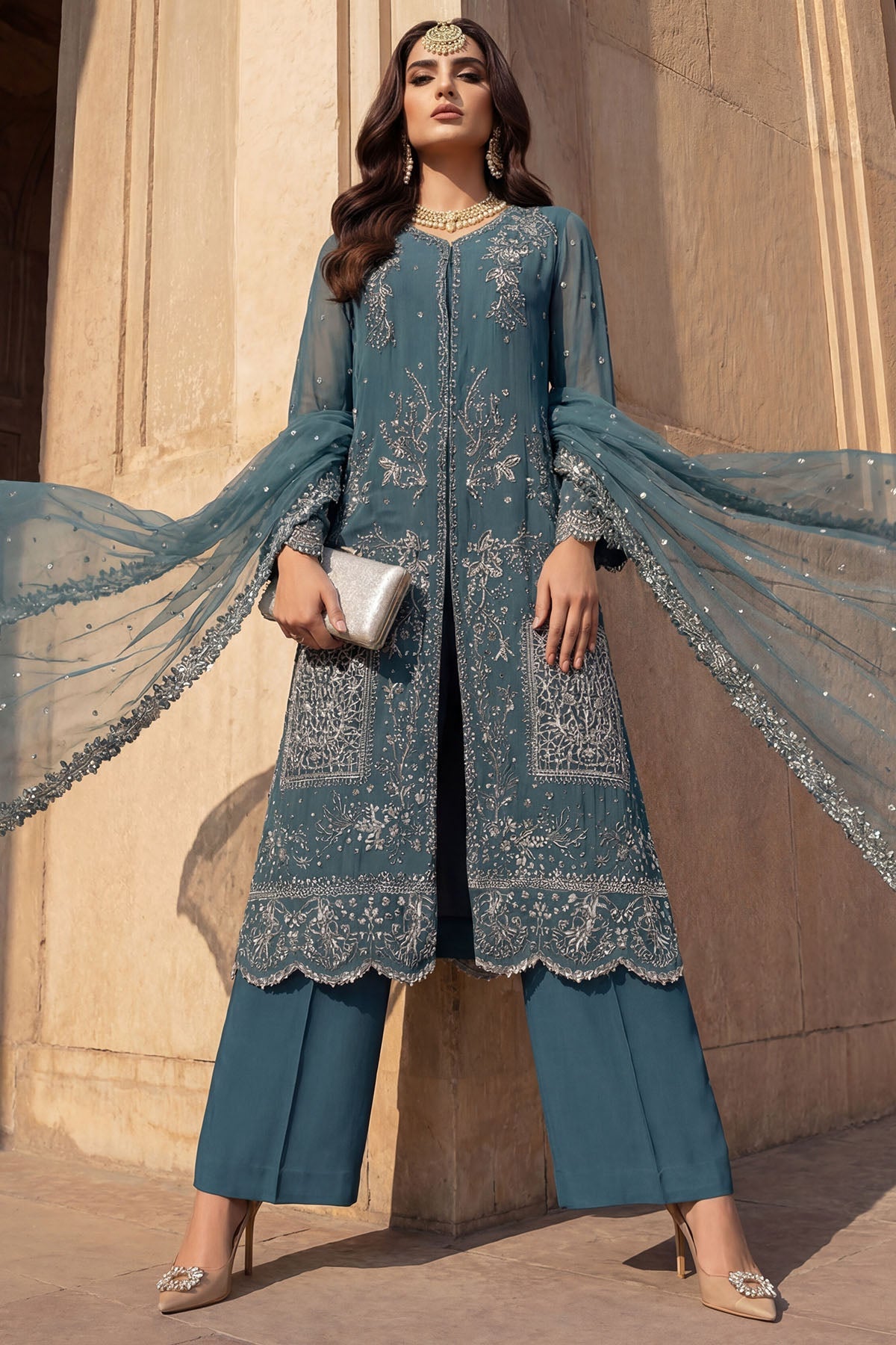 5748-ARZOO EMBROIDERED CRINKLE CHIFFON UNSTITCHED