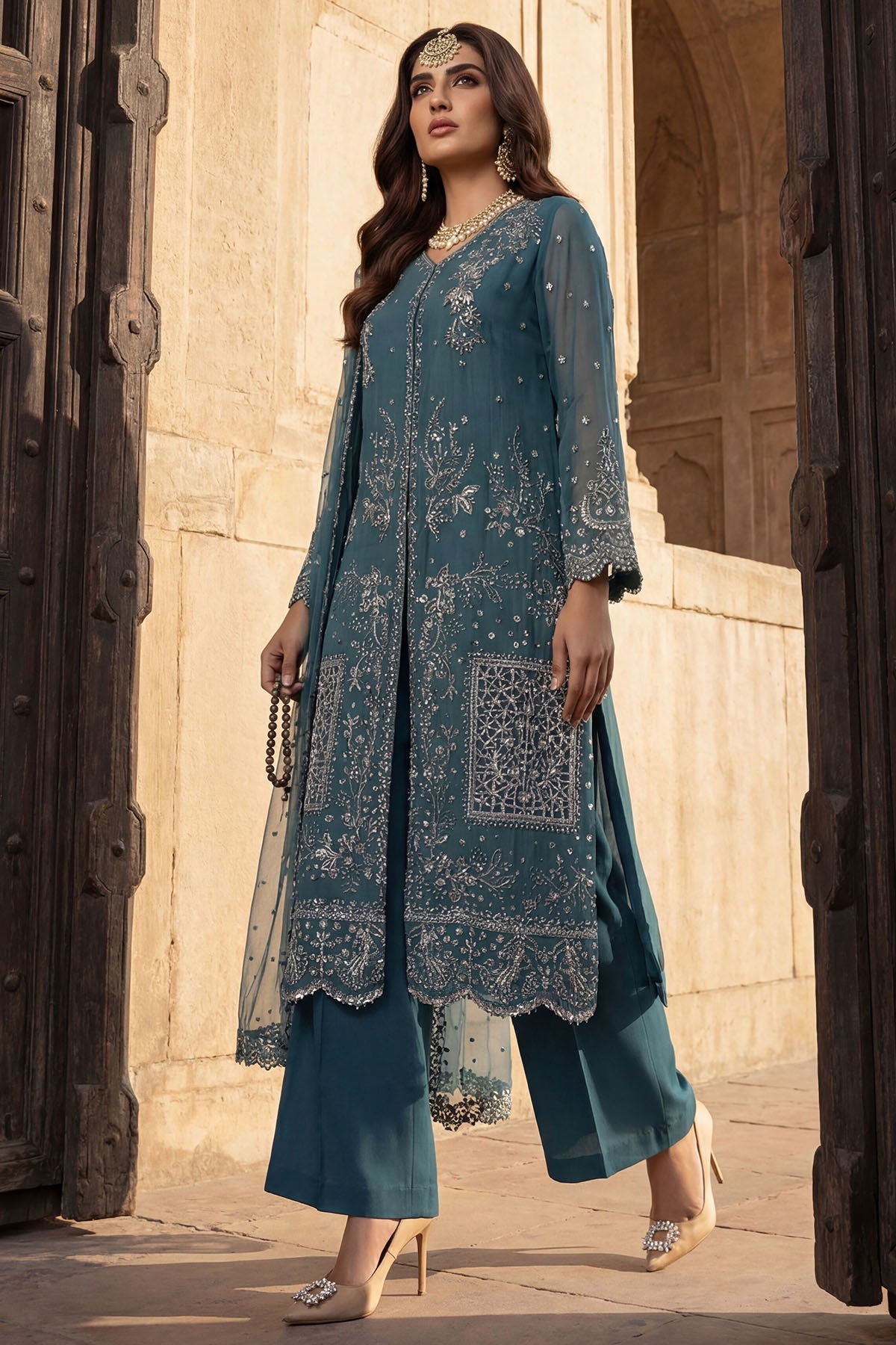 5748-ARZOO EMBROIDERED CRINKLE CHIFFON UNSTITCHED
