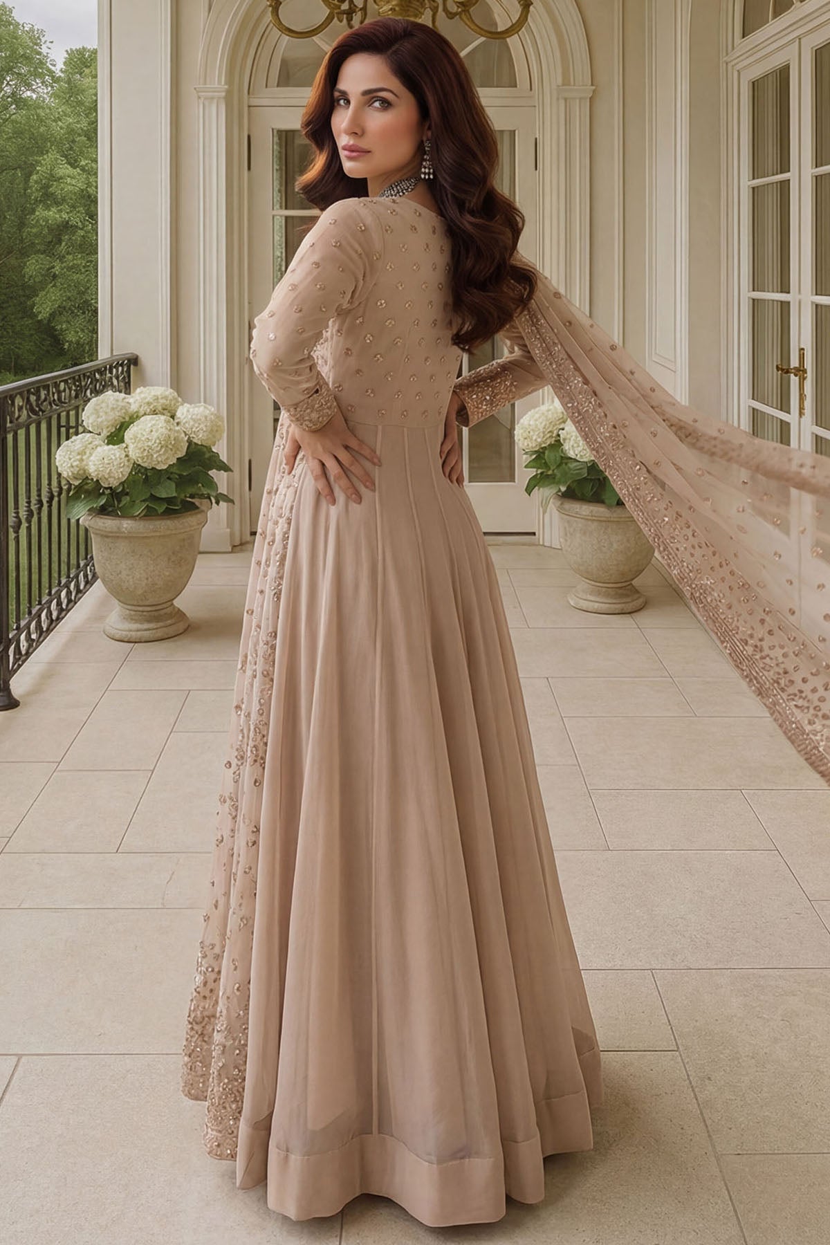 5754-EMILY EMBROIDERED CRINKLE CHIFFON STITCHED