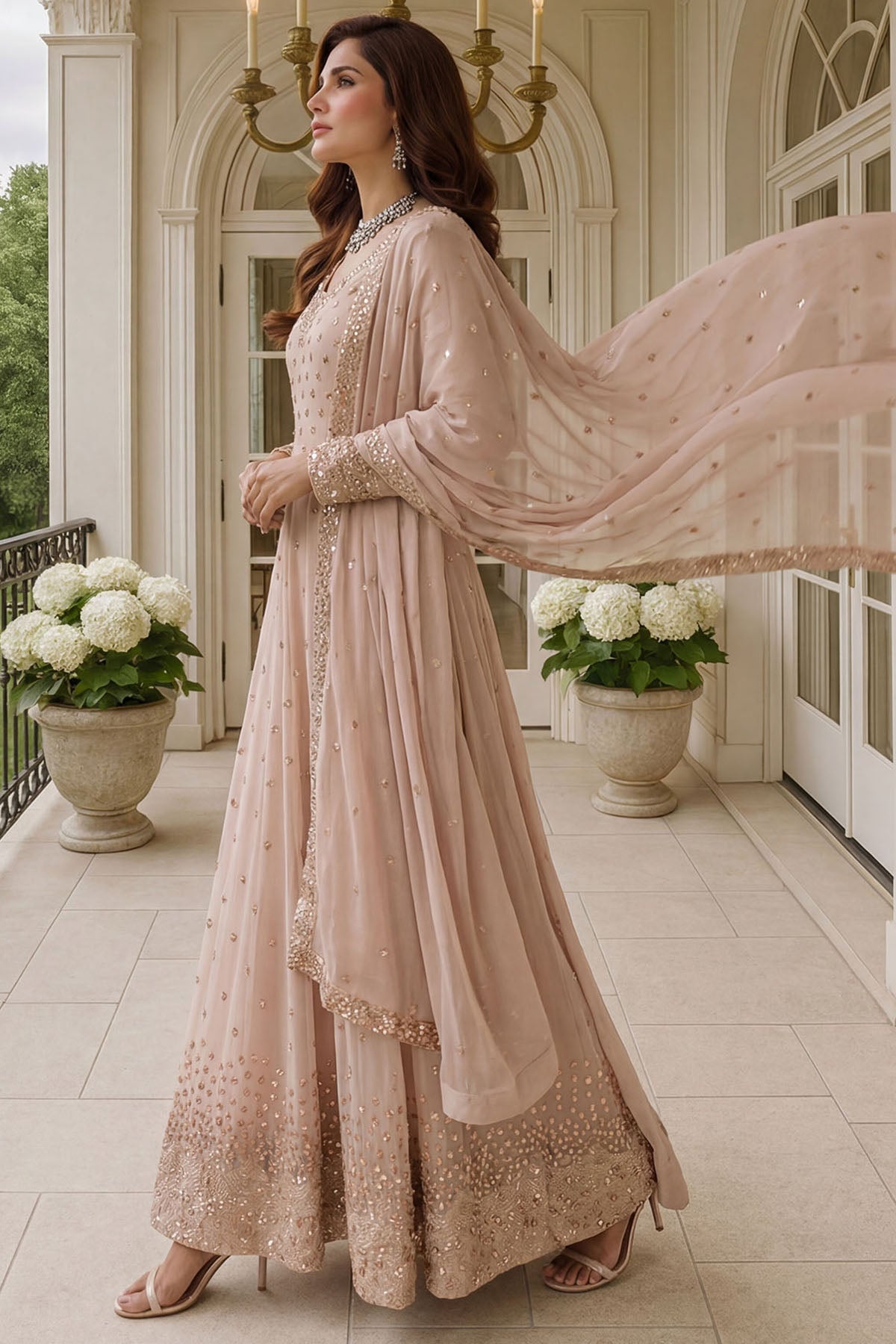 5754-EMILY EMBROIDERED CRINKLE CHIFFON STITCHED
