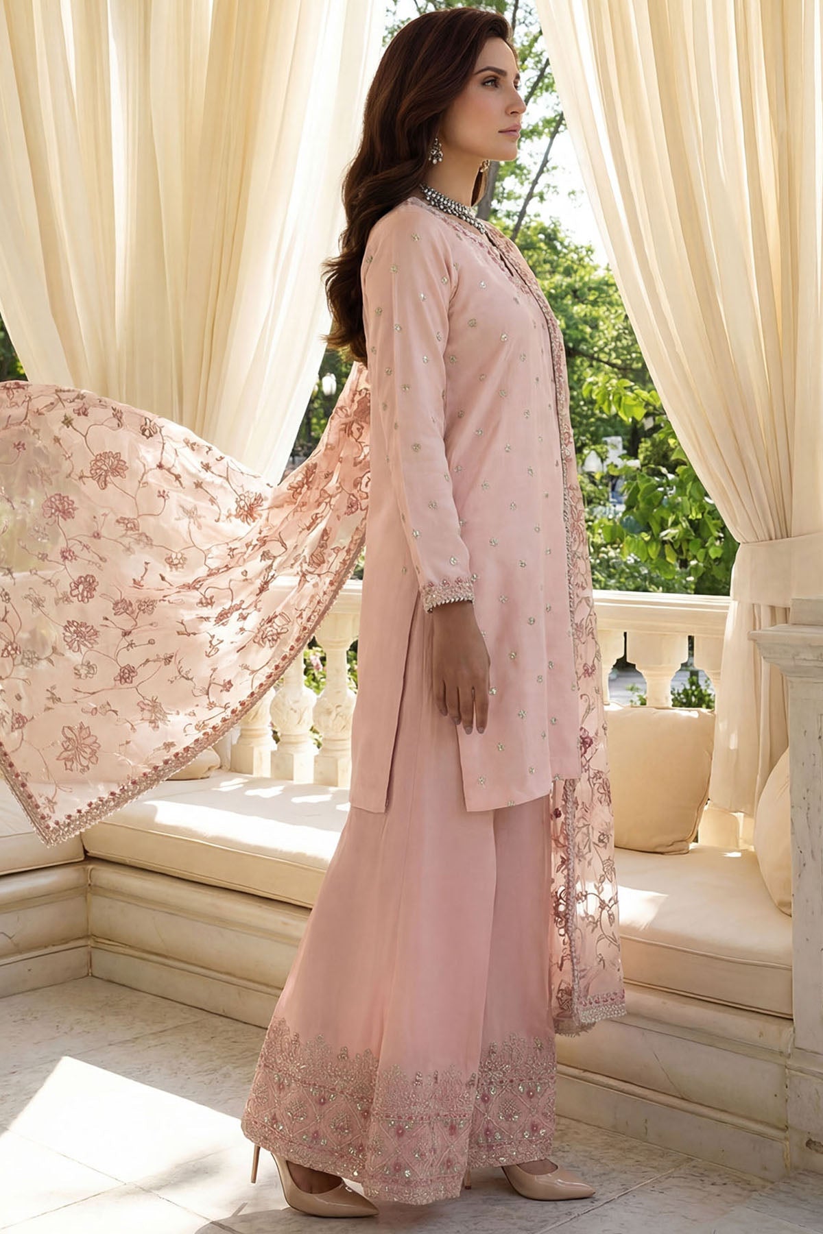 5756-GRACE EMBROIDERED SILK STITCHED