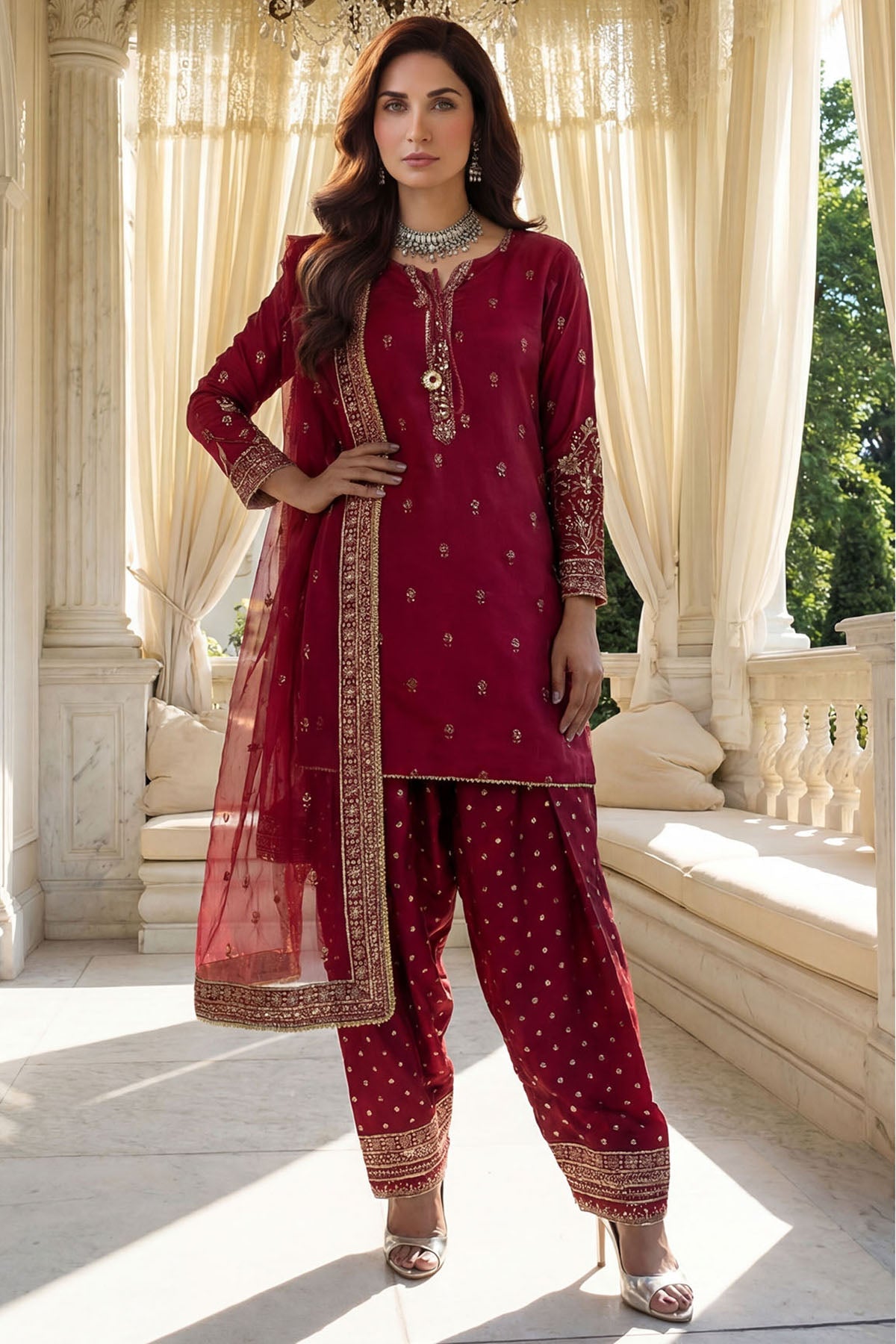 5758-MAISIA EMBROIDERED SILK STITCHED