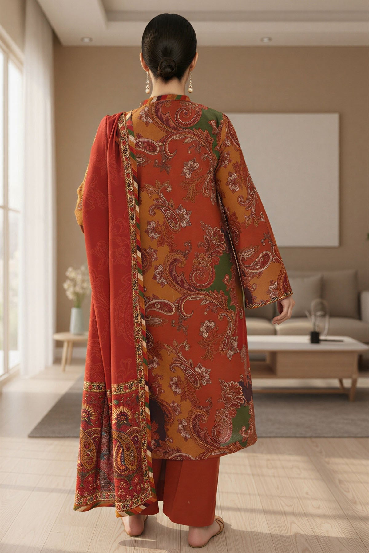 5761-RAHAB DIGITAL PRINTED KHADDAR STITCHED