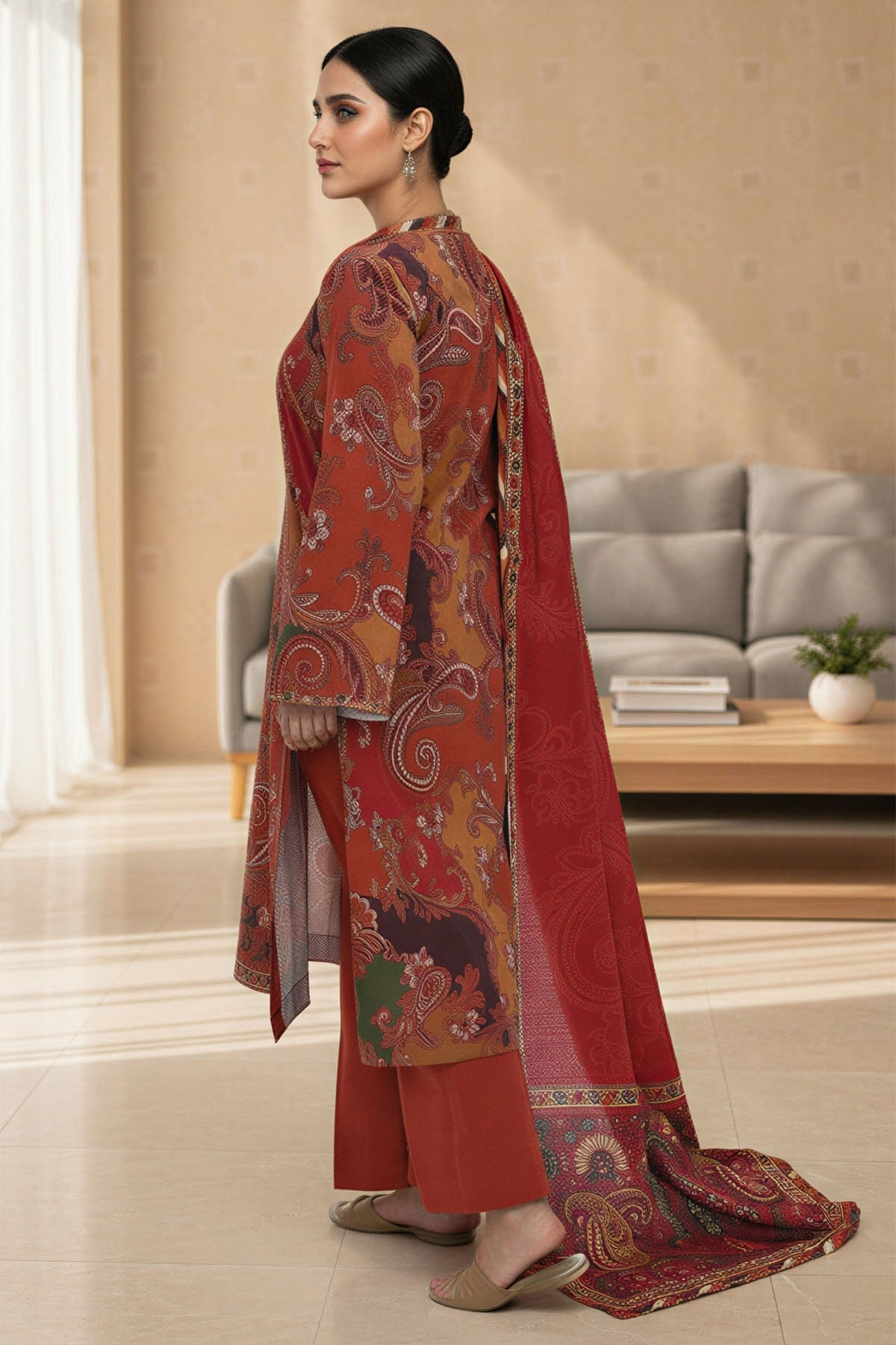 5761-RAHAB DIGITAL PRINTED KHADDAR STITCHED