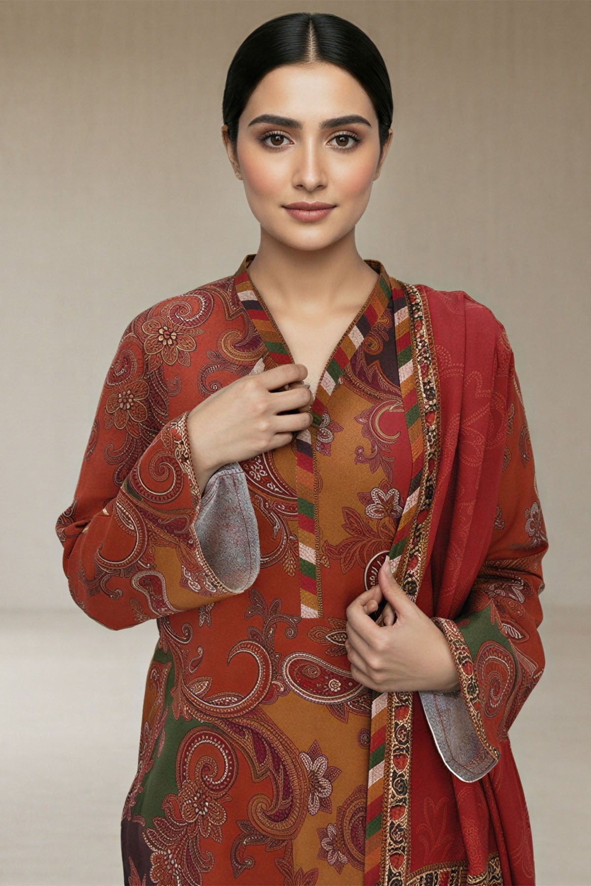 5761-RAHAB DIGITAL PRINTED KHADDAR STITCHED