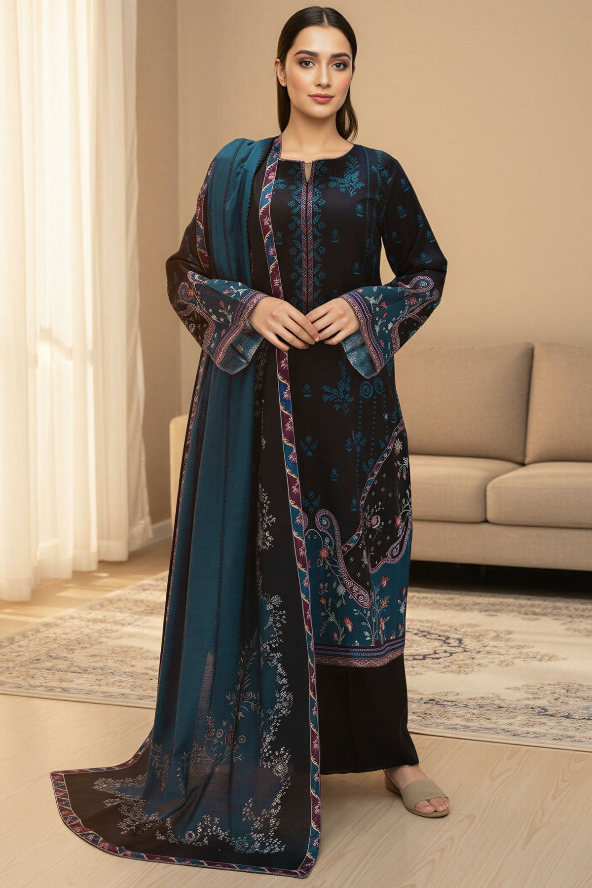 5762-NURVI DIGITAL PRINTED KHADDAR UNSTITCHED