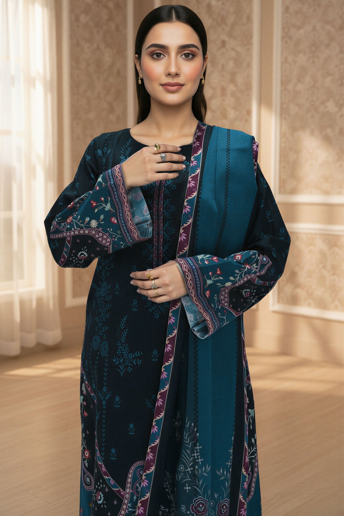 5762-NURVI DIGITAL PRINTED KHADDAR STITCHED