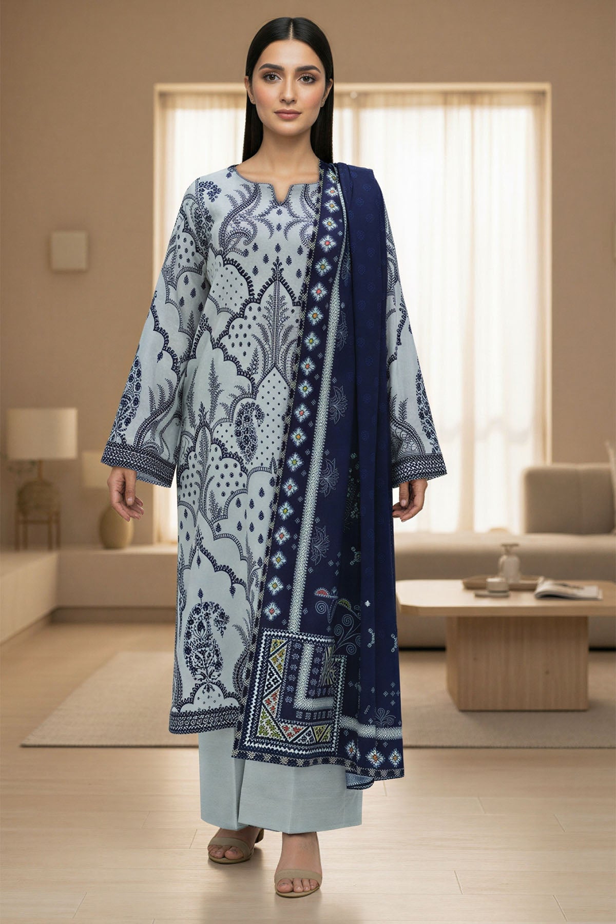 5763-AMAYA DIGITAL PRINTED KHADDAR STITCHED