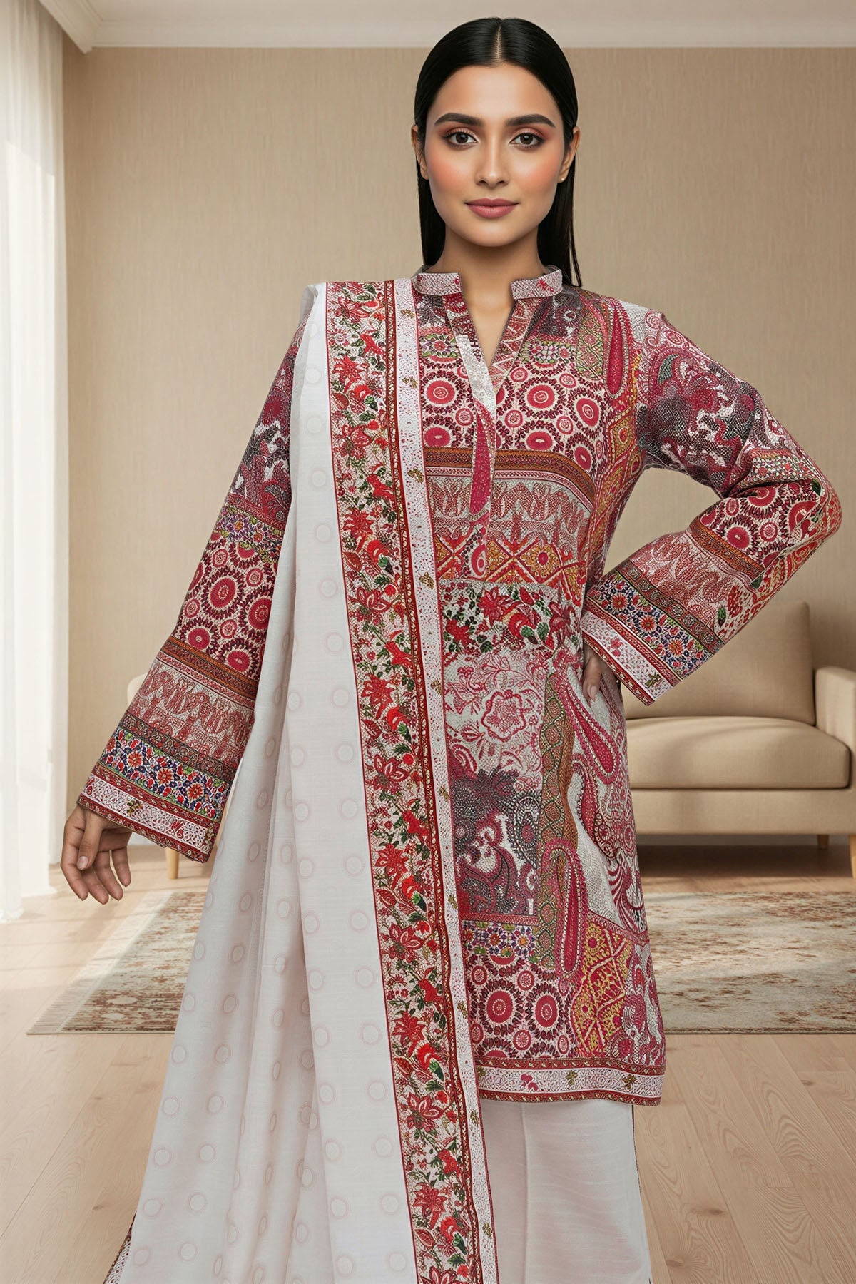 5766-SOHVI DIGITAL PRINTED KHADDAR STITCHED