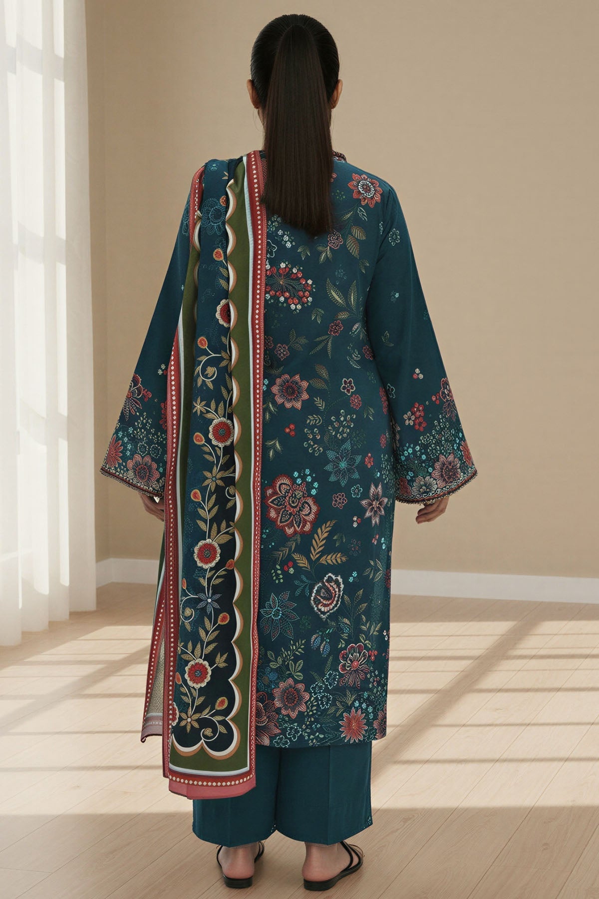 5767-ZIANA DIGITAL PRINTED KHADDAR STITCHED