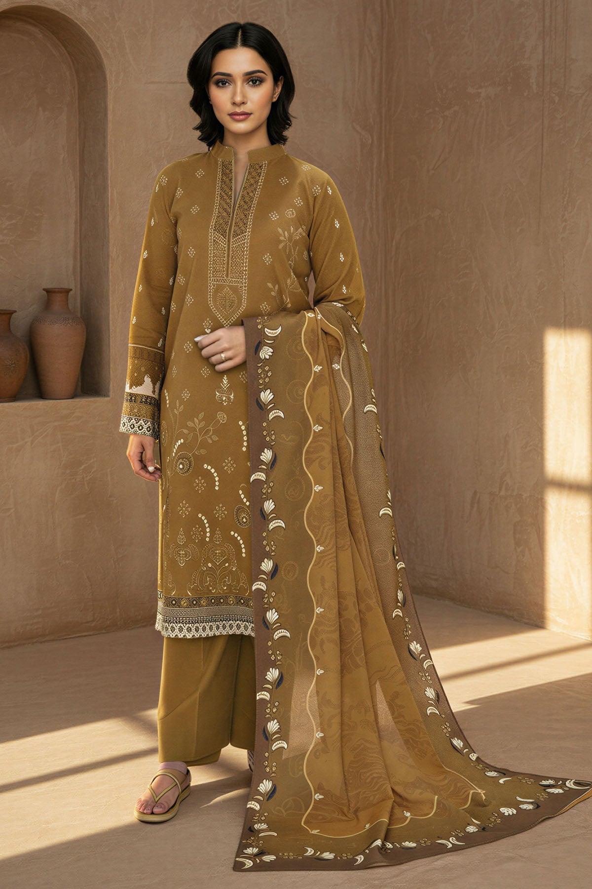 5773-ESLEM DIGITAL PRINTED KHADDAR STITCHED