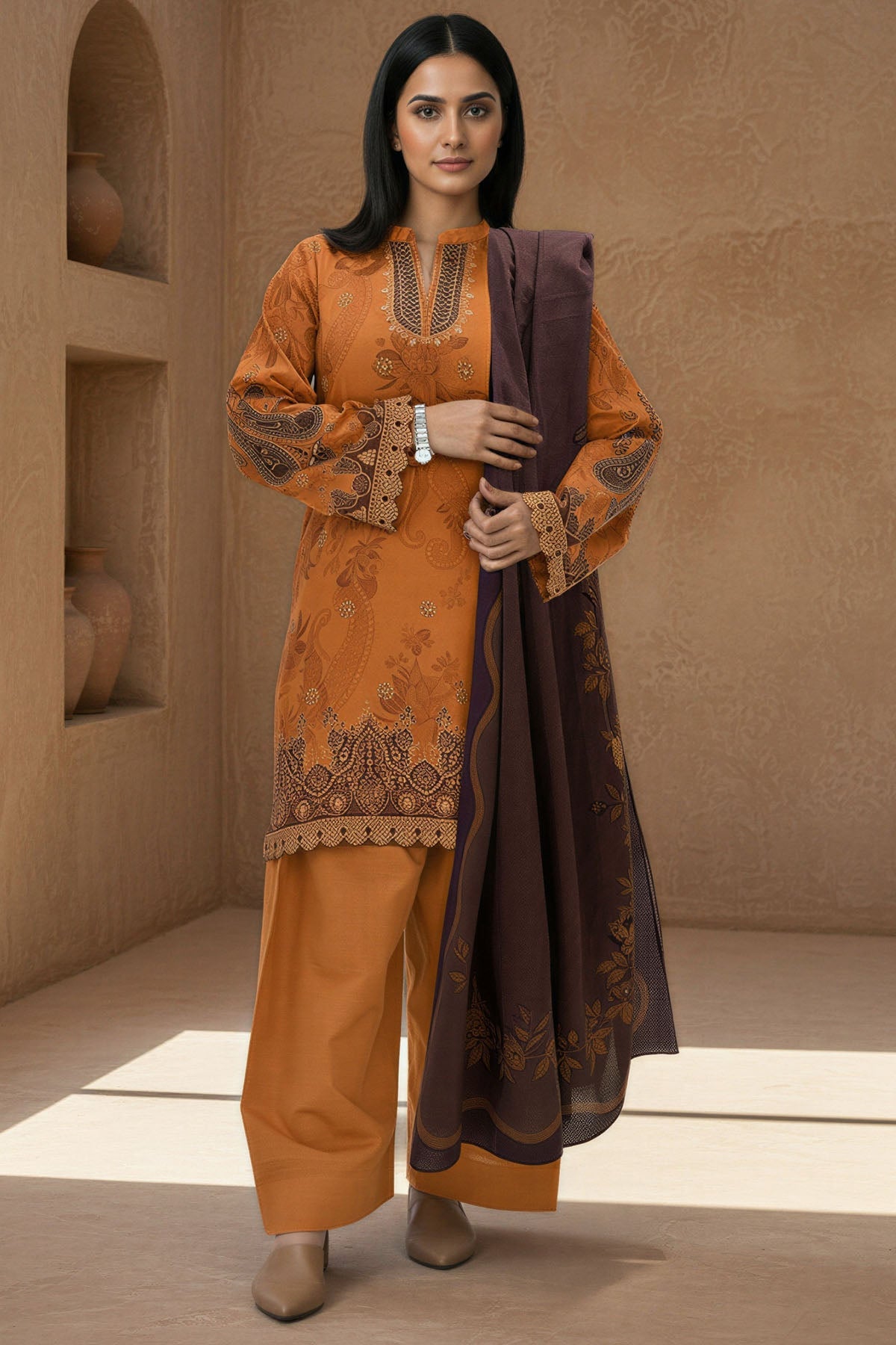 5776-ZAIRA DIGITAL PRINTED KHADDAR STITCHED